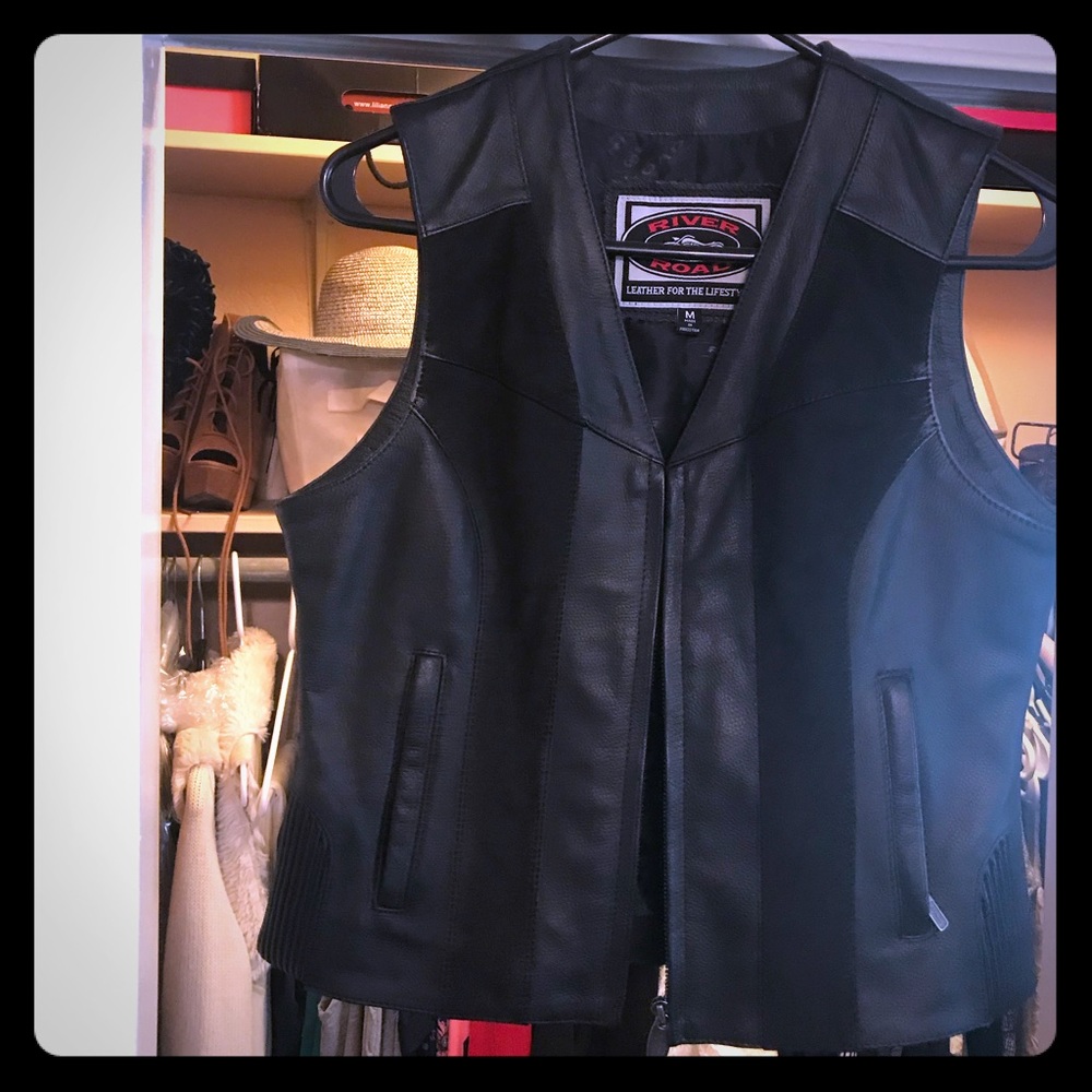 Genuine leather motorcycle vest- medium